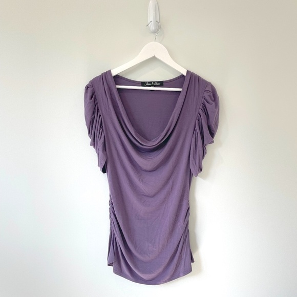 Preston & Hunter Plum Ruffle Sleeve Scoop Neck Top - Picture 1 of 6